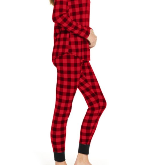 RED Black Buffalo Check Plaid Pajama Lounge Set - Picture 3 of 5